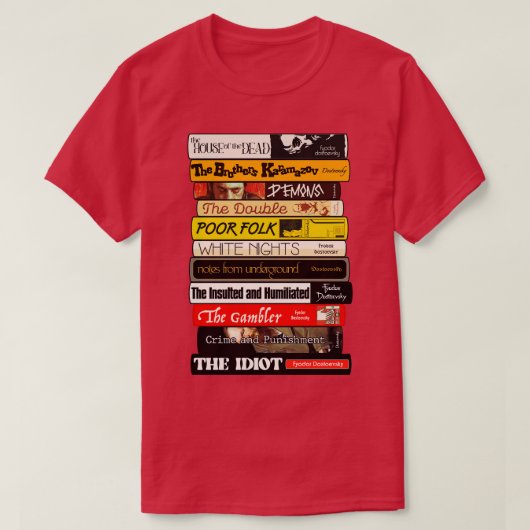 T-shirt Pile de livres de Fyodor Dostoyevsky (Design devant)