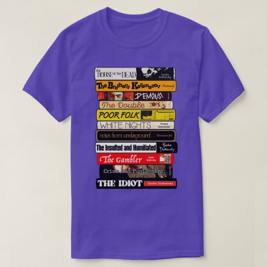 T-shirt Pile de livres de Fyodor Dostoyevsky (Design devant)