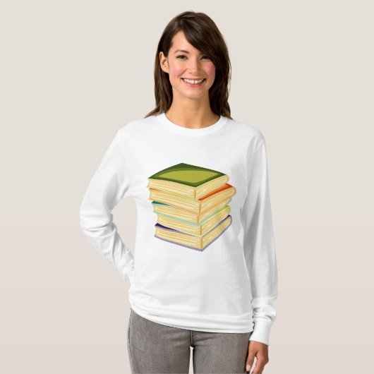 T-shirt Pile de livres Lover Art et lecture (Devant entier)