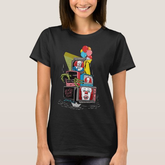 T-shirt Pile de télévisions classiques Pennywise - Vous fl (Devant)
