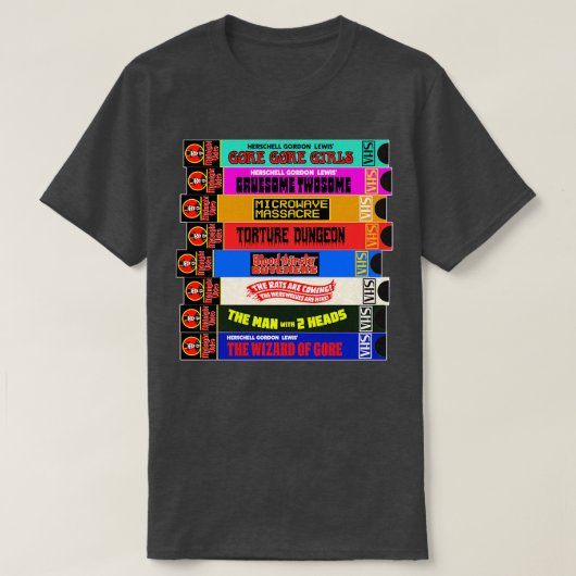 T-shirt Pile d'horreur de culte VHS vidéo de minuit (Design devant)