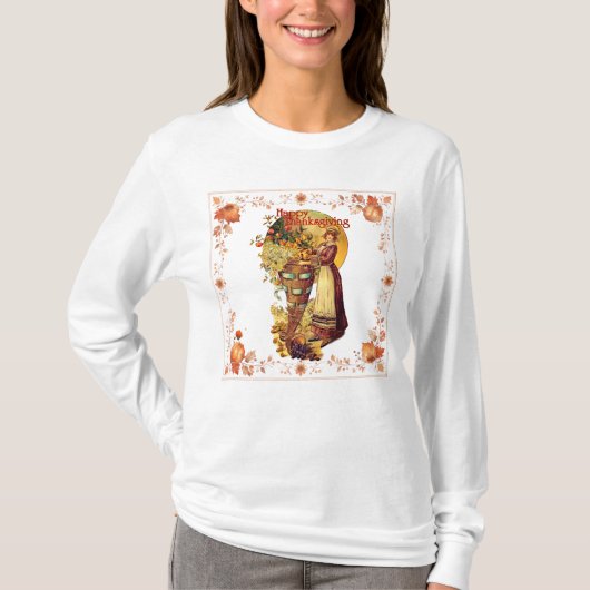 T-shirt Pilgrim Girl Thanksgiving (Devant)