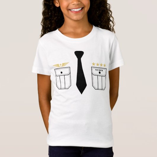 T-Shirt Pilote ailes en or personnalisables aviation blanc (Devant)