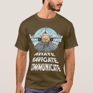 T-shirt Pilote Aviate Naviguer Communiquer Plan de Chat (2