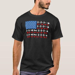 T-shirt Pilote Avion Drapeau Américain Avion Aviation
