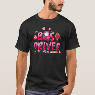 T-shirt Pilote d'autobus Buffalo Plaid Heart Cute Valentin
