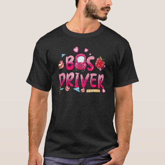 T-shirt Pilote d'autobus Buffalo Plaid Heart Cute Valentin (Devant)