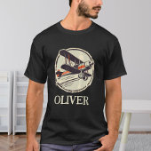 T-shirt Pilote d'avion biplan vert classique