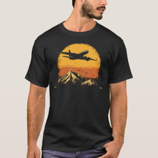T-shirt Pilote d'avion Montagnes Vintage
