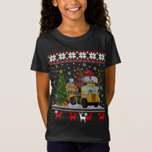 T-Shirt Pilote de bus scolaire Reindee Santa Hat Ugly Chri