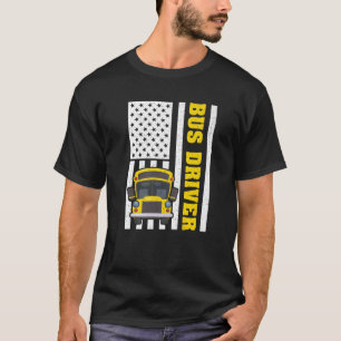 T-shirt Pilote de bus scolaire Rétro Américain Drapeau Pil