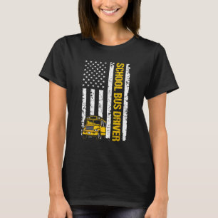 T-shirt Pilote de bus scolaire US Drapeau Vintage Retro