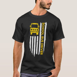 T-shirt Pilote de bus scolaire vintage Usa American Flag B