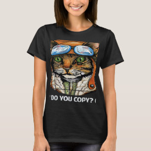 T-shirt Pilote de chat rétro MEOW Kitty Propriétaire de la