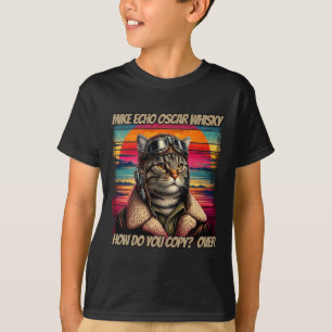 T-shirt Pilote de chat rétro Mike Echo Oscar Whisky M.e.o.