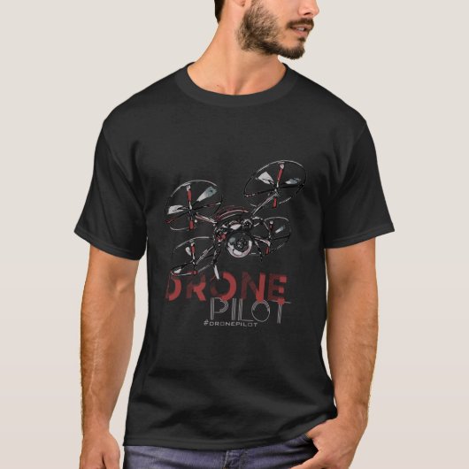 T-shirt Pilote De Drone Quadcopter Fpv Uav Rpv Pro Racing (Devant)