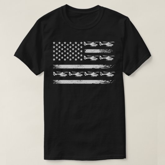 T-shirt Pilote d'hélicoptère Drapeau américain Aviation Mi (Design devant)