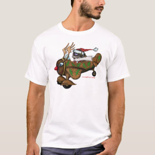 T-shirt Pilote drôle de Père Noël sur la conception plate