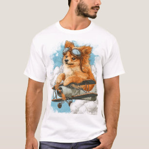 T-shirt Pilote Pomeranian � Chien As Volant