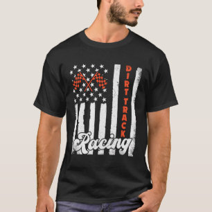 T-shirt Pilote Racer American Flag Dirt Track Racing Car B