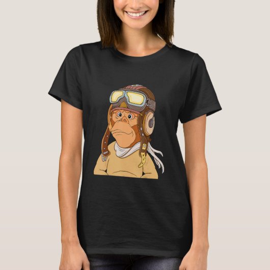 T-shirt Pilote Singe Volant Ape Nft Thème (Devant)