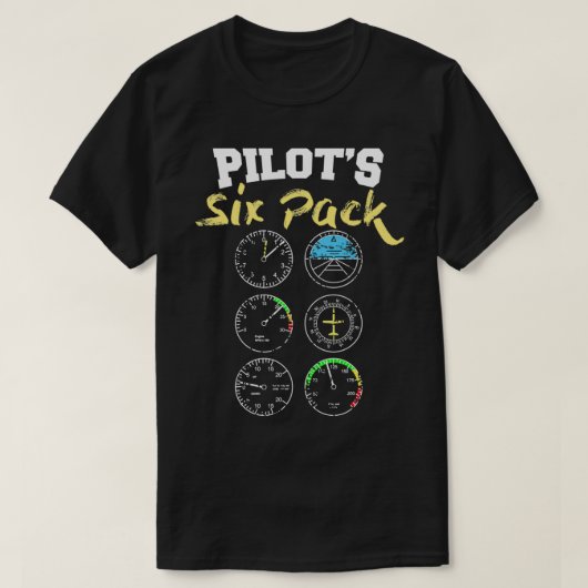 T-shirt Pilotes Six Pack avec instruments à cockpit (Design devant)