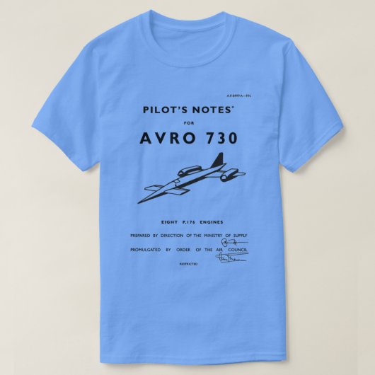 T-shirt Pilots Notes for Avro (Design devant)