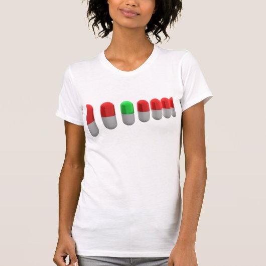 T-shirt Pilule verte unique parmi les capsules rouges (Devant)