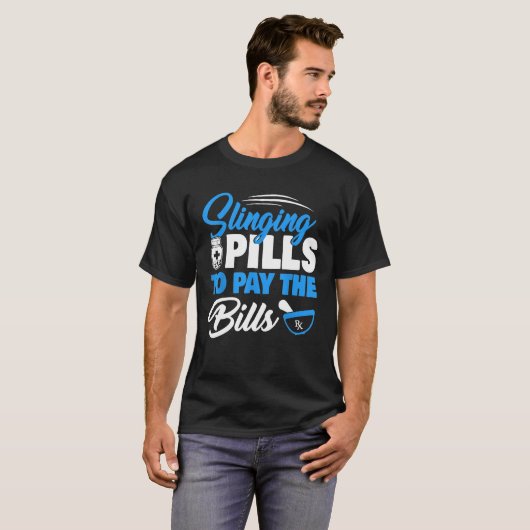 T-shirt Pilules de frondes pour payer des factures drôle P (Devant entier)