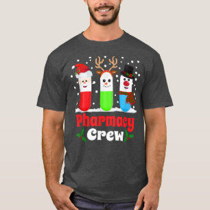 T-shirt Pilules Snowman Reindeer Santa Claus Pharmacy Crew