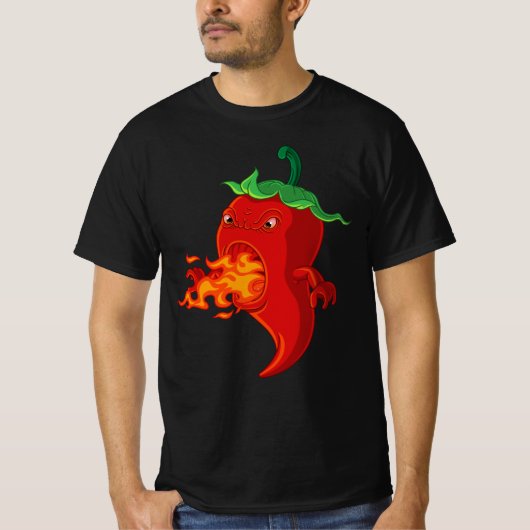 T-shirt piment chaud rouge avec flamme (Devant)