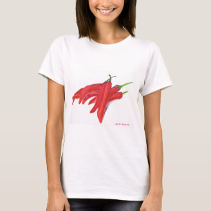T-shirt Piments chauds rouges aquarelles légumes