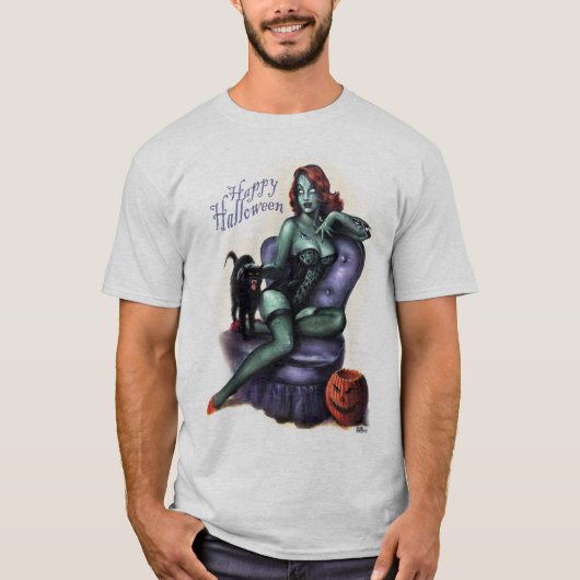 T-shirt Pin de fille de zombi de Halloween (Devant)