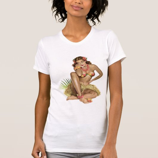T-shirt pin-up de danse polynésienne (Devant)