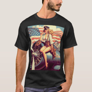 T-shirt Pin-up de l'avion vintage