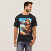 T-shirt Pin-up de l'avion vintage (Devant entier)