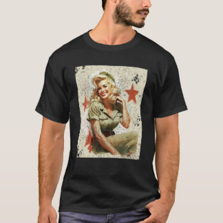 T-shirt Pin Up Girl Blonde 2ÈME GUERRE MONDIALE Graphisme 