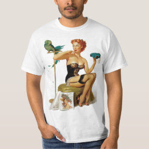 T-shirt Pin-up rouge drôle de cheveux