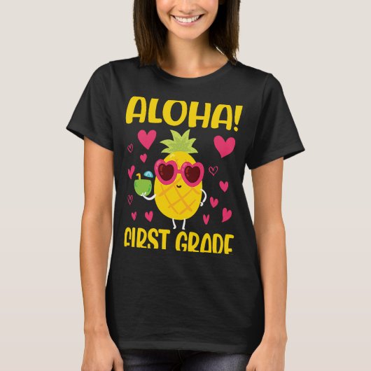 T-shirt Pinapple Student Happy Back To School Day Aloha Fi (Devant)