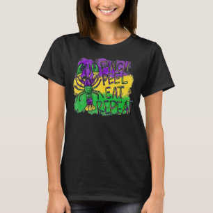T-shirt Pinch Peel Manger Répéter Crawfish Mardi Gras Homa