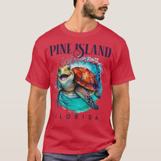 T-shirt Pine Island Florida Aquarelle Joyeuse tortue de me