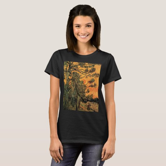 T-shirt Pine Trees Red Sky Setting Soleil par Vincent van  (Devant entier)