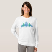 T-shirt Pine verte bleue Forêt d'hiver Noël (Devant entier)