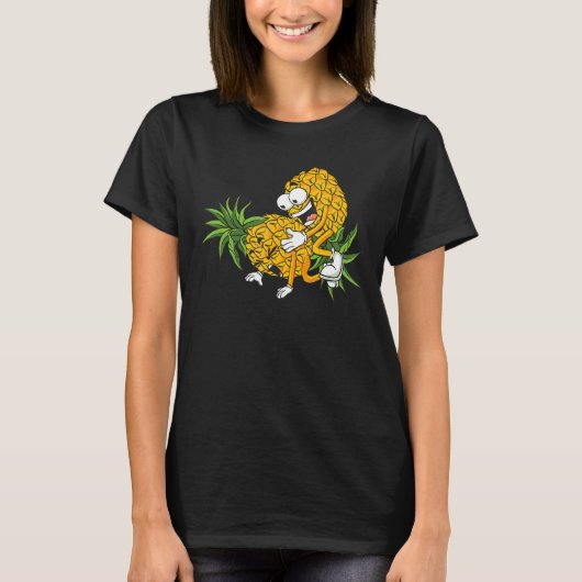 T-shirt Pineapper Swinger Couple à l'envers vers le bas (Devant)