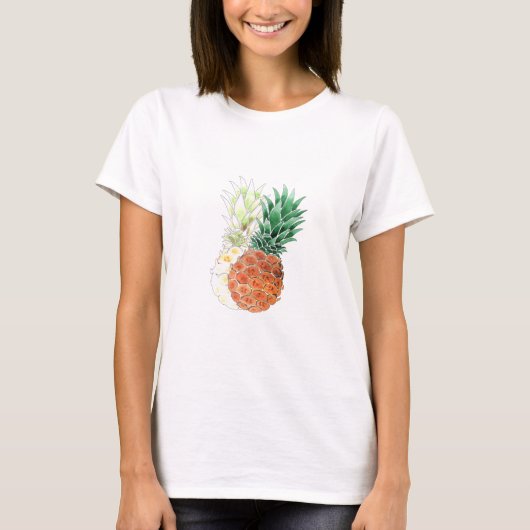 T-shirt Pineapple, watercolor. (Devant)