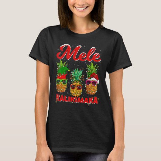 T-shirt Pineapple Xmas Lights Mele Kalikimaka Pineapple Ch (Devant)