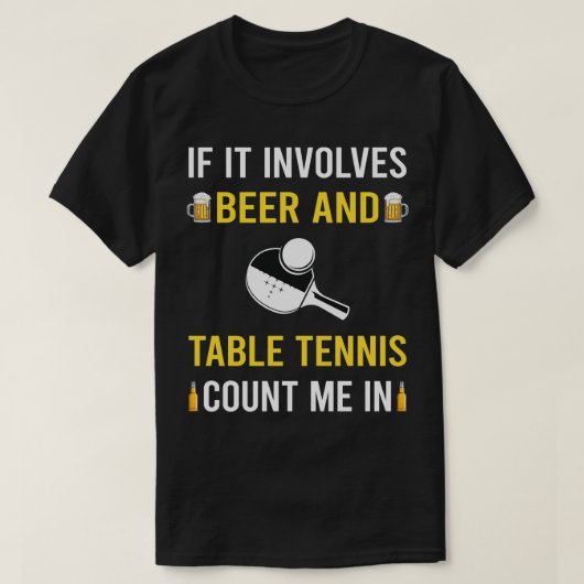 T-shirt Ping-Pong De Tennis De Bière Et De Table (Design devant)