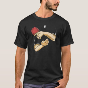 T-shirt ping pong jeune homme balançant sa batte à table t