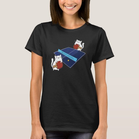 T-shirt Ping Pong Paddle Dames Chat Table Tennis Lecteur C (Devant)