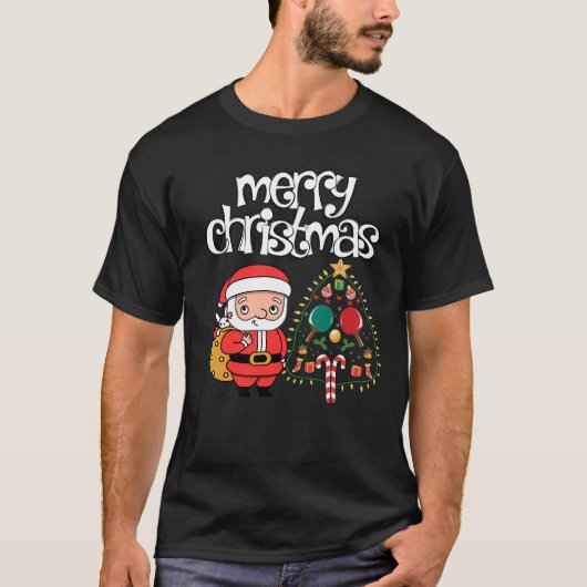T-shirt Ping Pong tennis de table Noël avec le Père Noël (Devant)